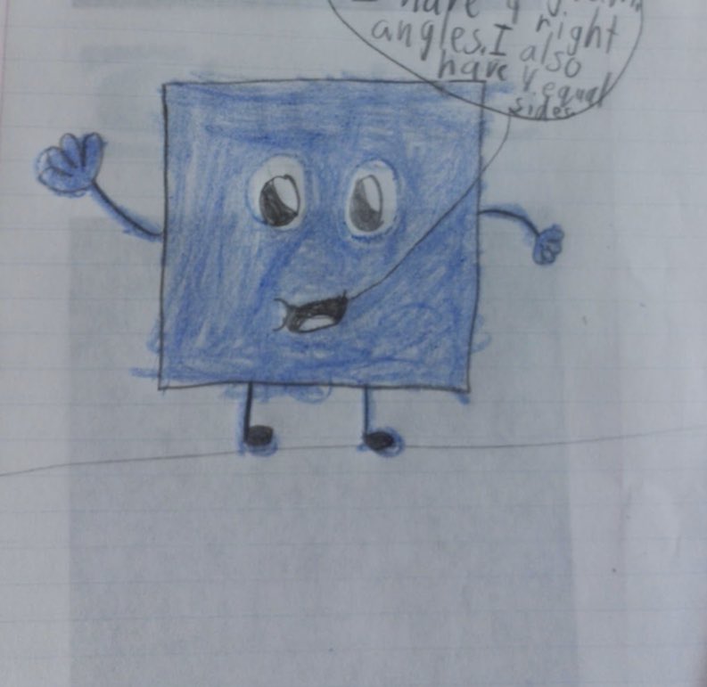 MsKelly5678's tweet photo. Showed off our creative talents today while we practiced using quotation marks to describe attributes of quadrilaterals! @teamhillside #NHPGCP #fun #talented #loveit https://t.co/4niU06XtXg