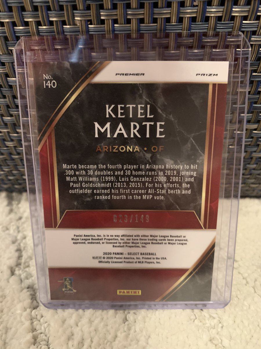cardguy96's tweet image. First time ripping Select 2020 since it was the only thing I could find in target. Pretty sweet refractor 23/149. DM me or comment if you collect Diamondbacks! #Arizona #select2020 #Panini #refractor