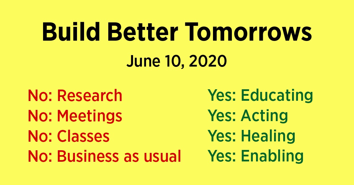 Create goals to eliminate anti-black racism and create equality and just for all. Read resources, be actively anti-racist, and create space for healing: shutdownstem.com/action  
#ShutDownSTEM