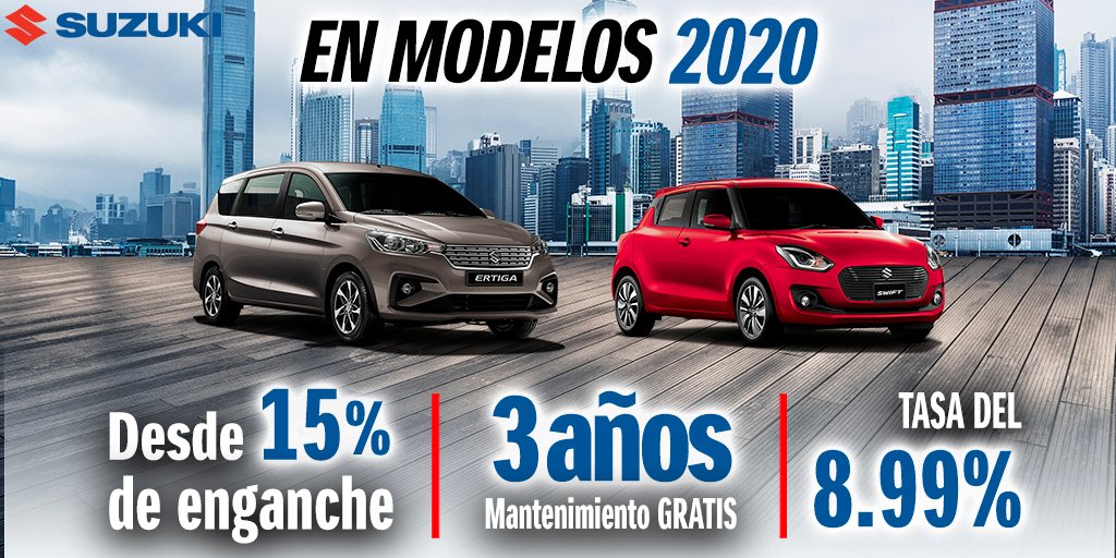SuzukiPolanco's tweet photo. La mejor oportunidad para estrenar un Suzuki 2020 ¡ES HOY! 🔥😱

😎 Desde 15% de enganche.
🤩 Tasa 8.99%.
🔝 3 años* de mantenimiento GRATIS.
#SuzukiPolanco #Camcar https://t.co/HdZrlyZ8id