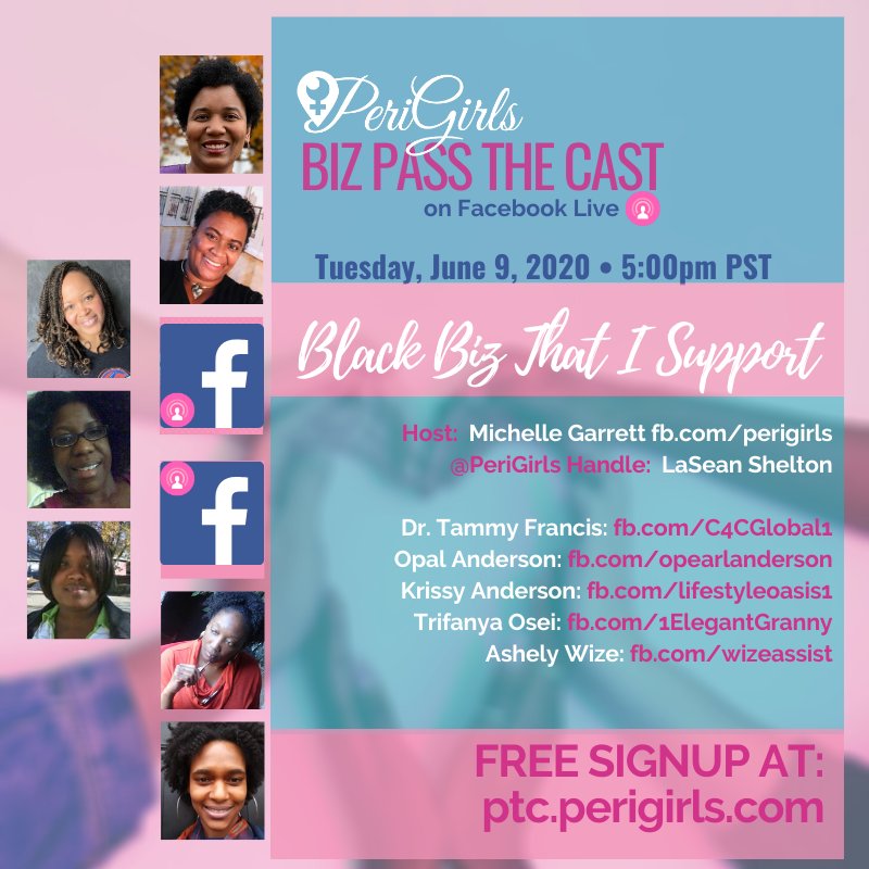 ThePeriGirls's tweet photo. Check out this AMAZING lineup on today's #PeriGirls #FacebookLive #PassTheCast!
Join us at 5 PM PT on our Facebook Business Page:
๐https://t.co/L1i8Kav8I4
Can't wait to hear from these awesome PeriGirls today!
Want to be part of the next event?
๐ https://t.co/3vPijpzQ9A https://t.co/vN4DjmMInK
