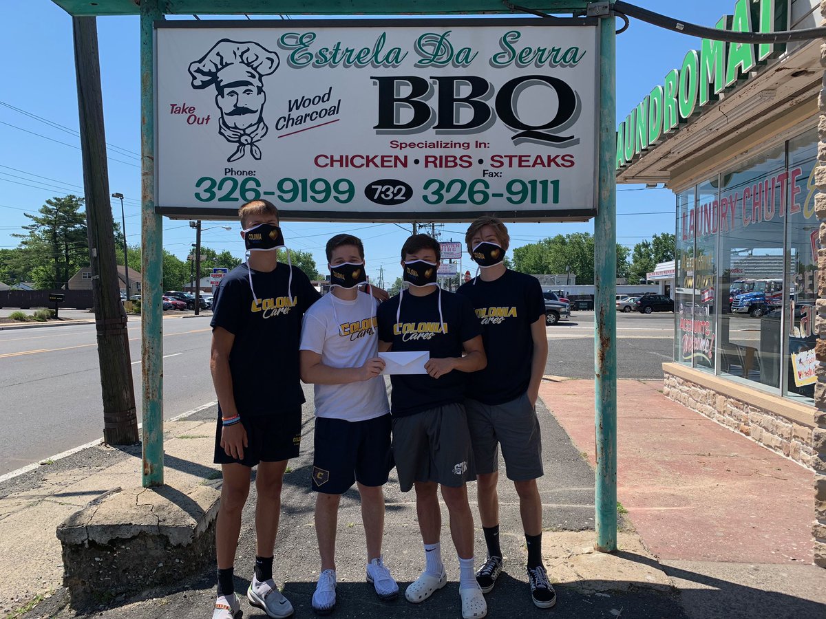 Colonia Cares Harrison Brindley, Jack Reilly, Victor Perosi, and Jordan Derkack purchase gift cards from local businesses to donate to the local Food bank- thank you for all your support Colonia!