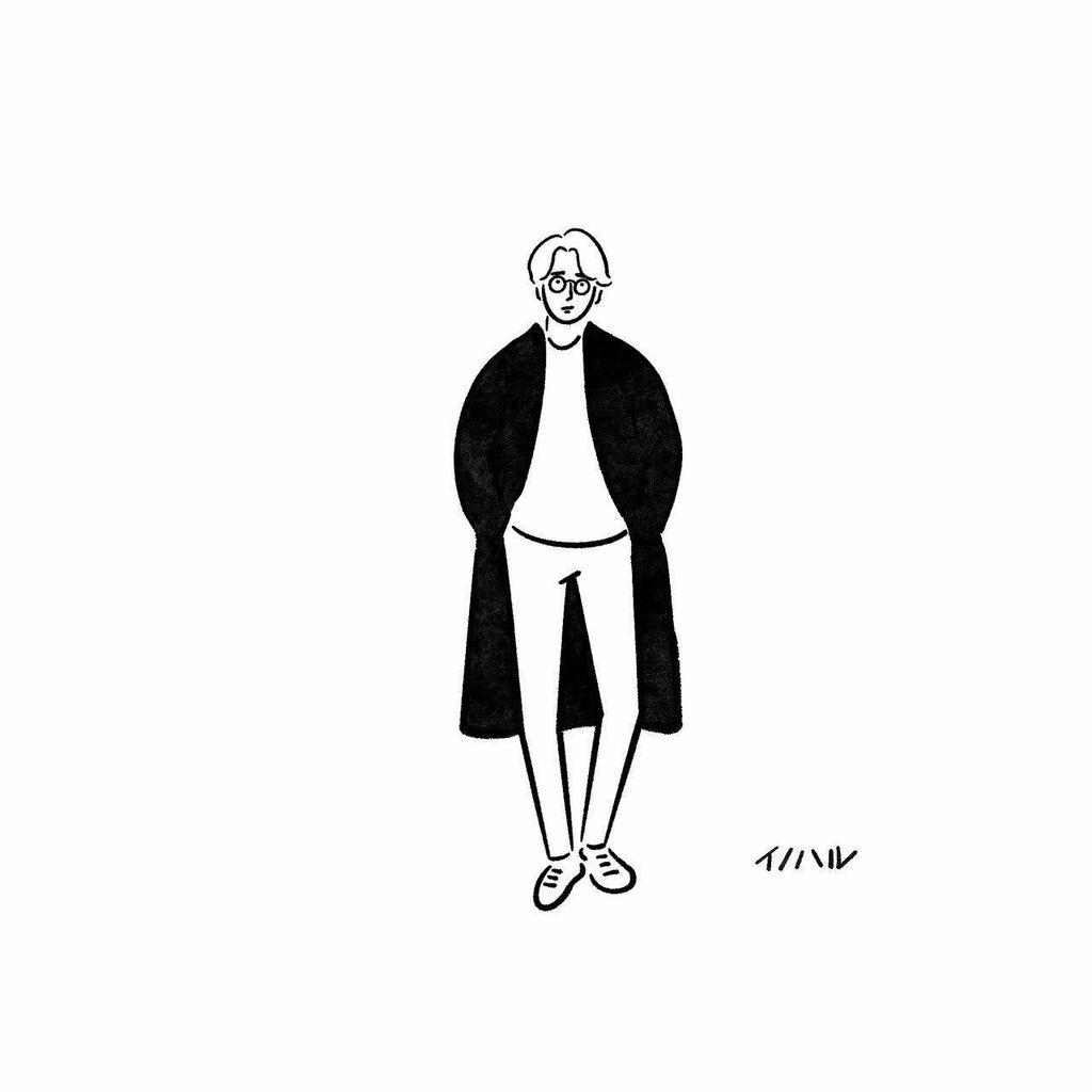 𝗛𝗔𝗥𝗨 𝗜𝗻𝗼𝗸𝘂𝗰𝗵𝗶 かっこいい かっこよすぎる イノハル 岡本至恩 Moussy Fashion モデル イラスト イラストレーター Illust Illustrator 線画 挿絵 アイコン 似顔絵 シンプルイラスト おしゃれイラスト ファッションイラスト