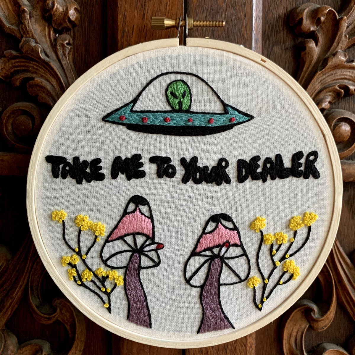 bat_grass's tweet photo. ✨commission piece✨ thank you David 💞 #embroidery #mushrooms #grassbat https://t.co/FrknYPxyFJ
