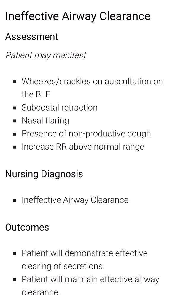 Nursing Diagnosis For Ineffective Airway Clearance Ineffective Airway Clearance
