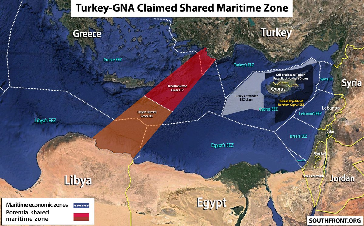 PoliticNewss2's tweet photo. 7)The first of these memoirs relates to the restriction of the exclusive economic zone between the mutual shores of the two countries in the Mediterranean, in accordance with international law and the sovereign rights of states https://t.co/OATxm6dsA0
