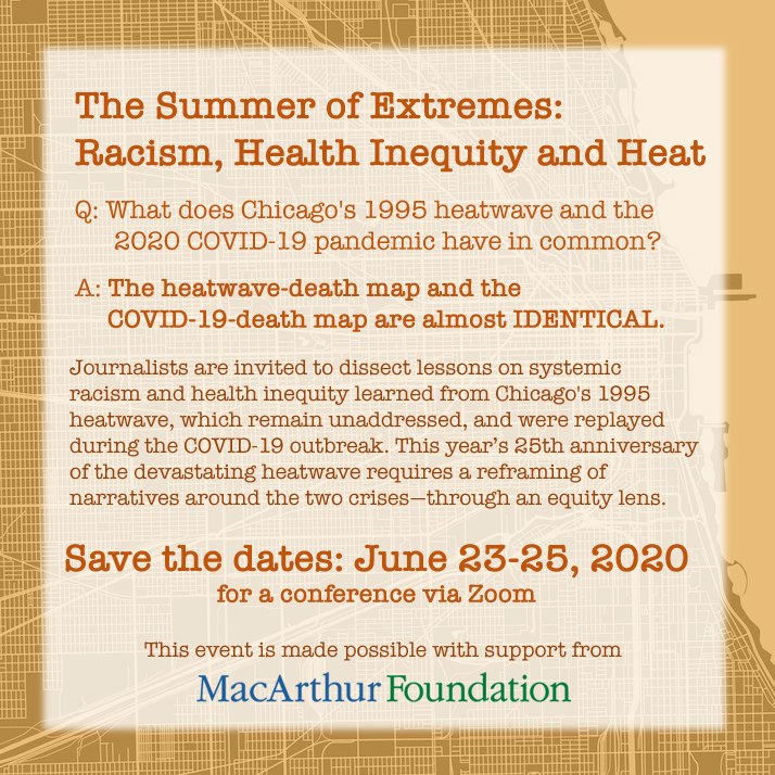 KringGroup's tweet photo. #Journalists are invited to June 23-25 online conference: The Summer of Extremes: Racism, Health Inequity and Heat. #Chicago https://t.co/wSwbgZjrXi