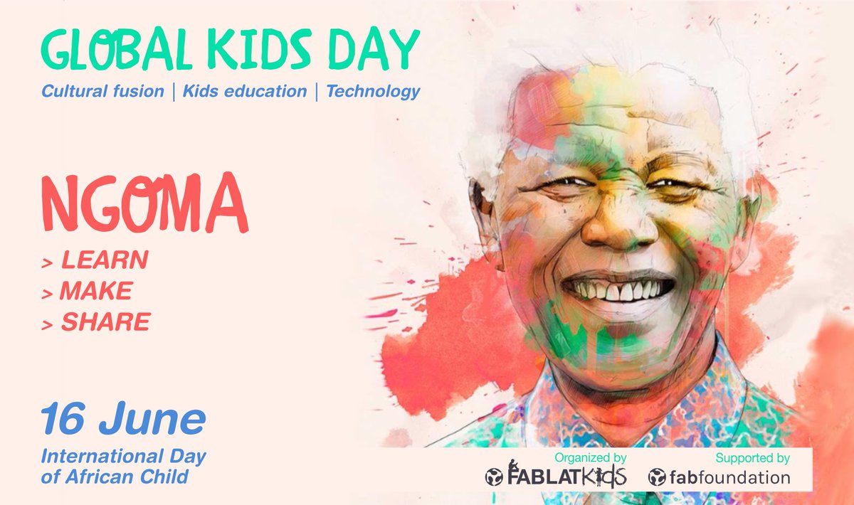 fablatkids's tweet photo. Join us on GLOBAL KIDS DAY 2020!

Let's celebrate the fusion between cultural exchange, education and technology on the International day of African Child.

We'll be running an interactive online workshop with kids from the whole world

#FabLabNetwork #GlobalKidsDay https://t.co/Fznvq64jbS