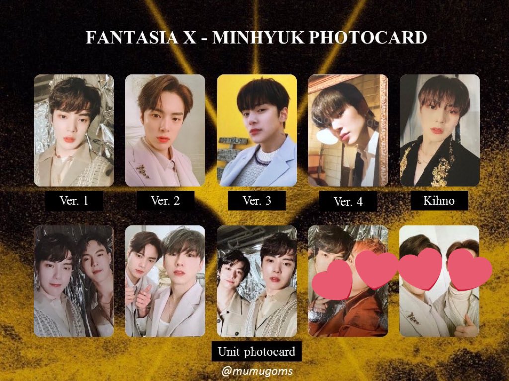 WTT: MX Fantasia
Have: Pictured
Want: Minhyuk  Equivalents (pictured on second)

@MonbebeTrading <a href="/monstaxtrade/">monsta x trades</a> <a href="/pctradeusa/">trade / sell usa</a> <a href="/kpoptradeusa/">photocard trade & sell</a> <a href="/photocard_kpop/">KPOP Photocard Trade</a> <a href="/monbebeUStrade/">MONSTA X US TRADING</a>