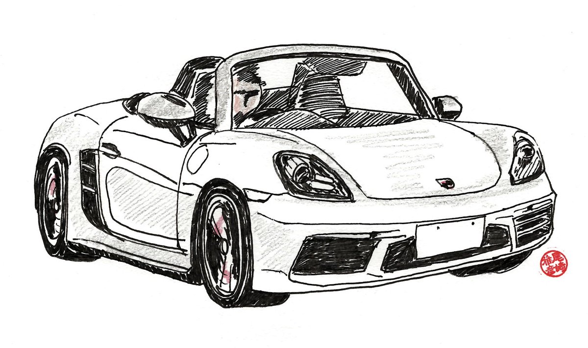おざやん 本日の作品 Vol 184 ポルシェ718ボグスター イラスト ポルシェ Porsche スポーツカー おざやん 本日の作品 Vol 184 ポルシェ718ボグスター イラスト ポルシェ Porsche スポーツカー