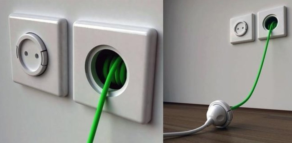 tomada com extensão embutida