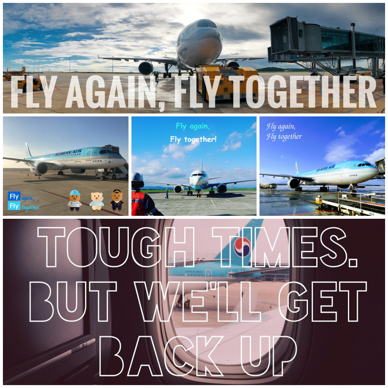 KoreanAir's tweet photo. 우리는 모두 한마음! ✈️
⠀
대한항공 사내 캠페인으로 진행되었던 #FlyAgainFlyTogether 챌린지에 일본, 러시아, 말레이시아, 캐나다 등 전세계 곳곳의 대한항공 직원들이 참여했습니다.
⠀
여러분을 다시 기쁜 마음으로 모시게 될 날을 기원하는 대한항공 직원들의 진심을 사진을 통해 느껴보세요.💙 https://t.co/2UW3HsPRYO