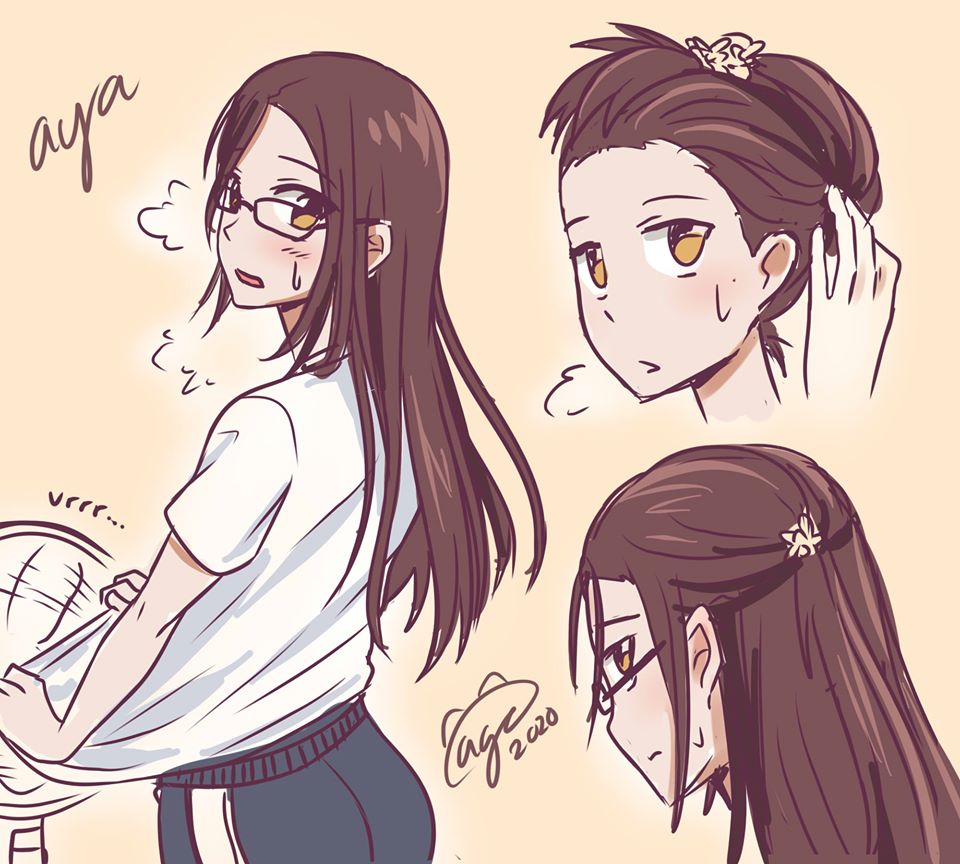 Can't believe I've grown my hair THIS long already! I'm happy with it ;) This is how I usually tie my hair amidst this hot summer.
just a quick sketch of myself xD
#selfportrait #Quarantine
