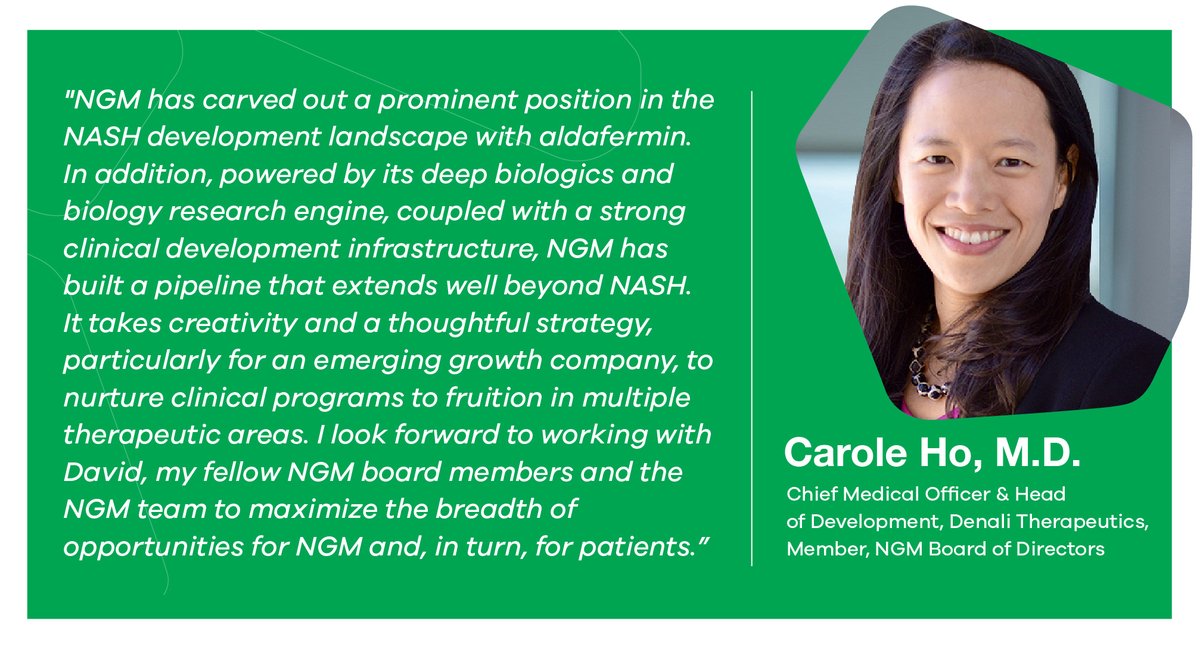 NGM Bio (@ngmbio) on Twitter photo Thrilled to welcome Carole Ho, M.D., CMO & Head of Development <a href="/Denalitx/">Denali Therapeutics</a> to our Board! bit.ly/3cI9itW Thrilled to welcome Carole Ho, M.D., CMO & Head of Development <a href="/Denalitx/">Denali Therapeutics</a> to our Board! bit.ly/3cI9itW