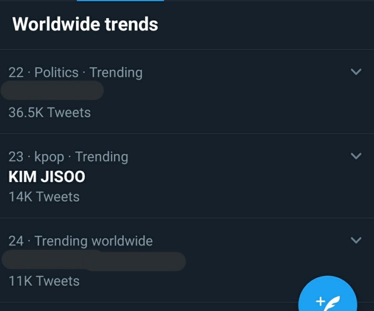 jisooschart's tweet photo. KIM JISOO is trending #23 Worldwide 🔥🔥🔥🔥

tell me if you find jisoo trended🙏

#BLACKPINK #JISOO #블랙핑크 #지수 #블랙핑크지수 @ygofficialblink https://t.co/1Rj2UzttDR