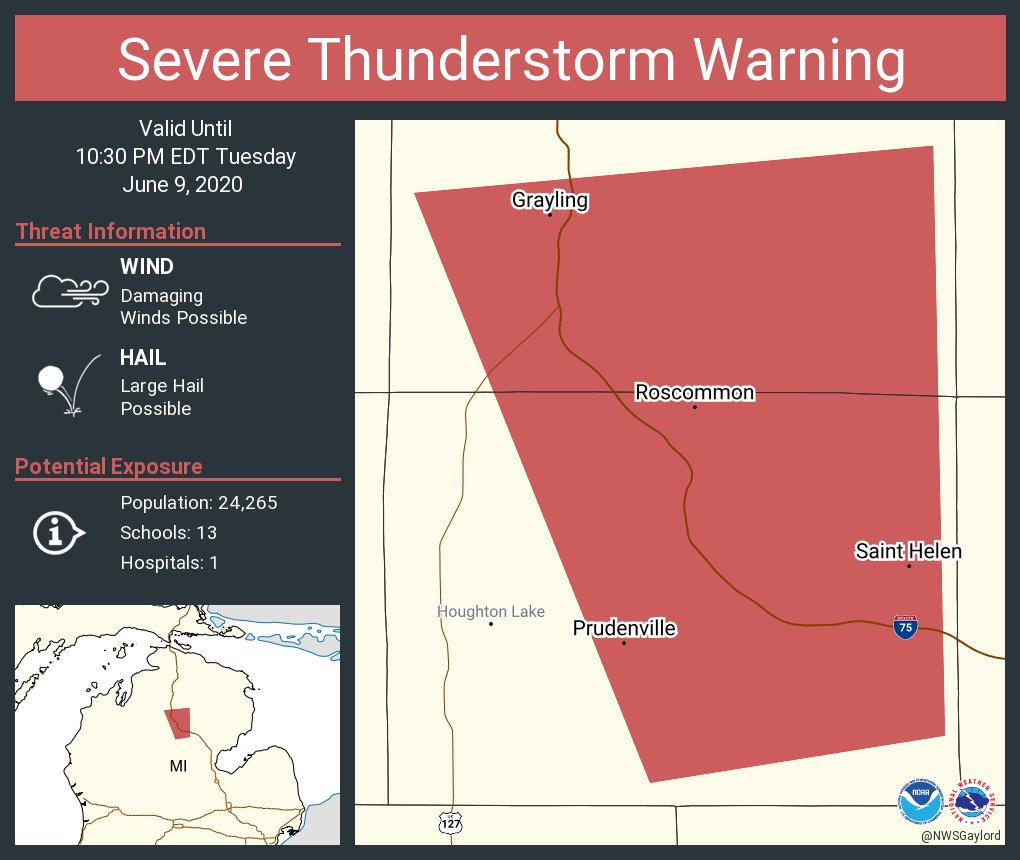 NWS Gaylord on Twitter "Severe Thunderstorm Warning including Saint