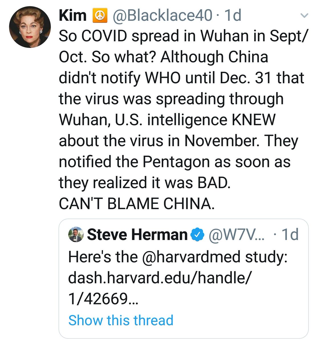 Adding to my threadToday is June 9Seems the  #CoronaVirus started months sooner in China...AND our  #IC knew about it in November of 2019This makes sense, given how China tends to keep a lid on viral outbreaks..until it just becomes simply overwhelming #Wuhan #COVID19 #Trump