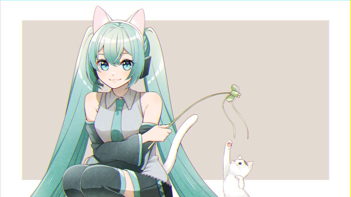 初音ミク 「にゃん 」|マスもふﾌﾟﾝのイラスト