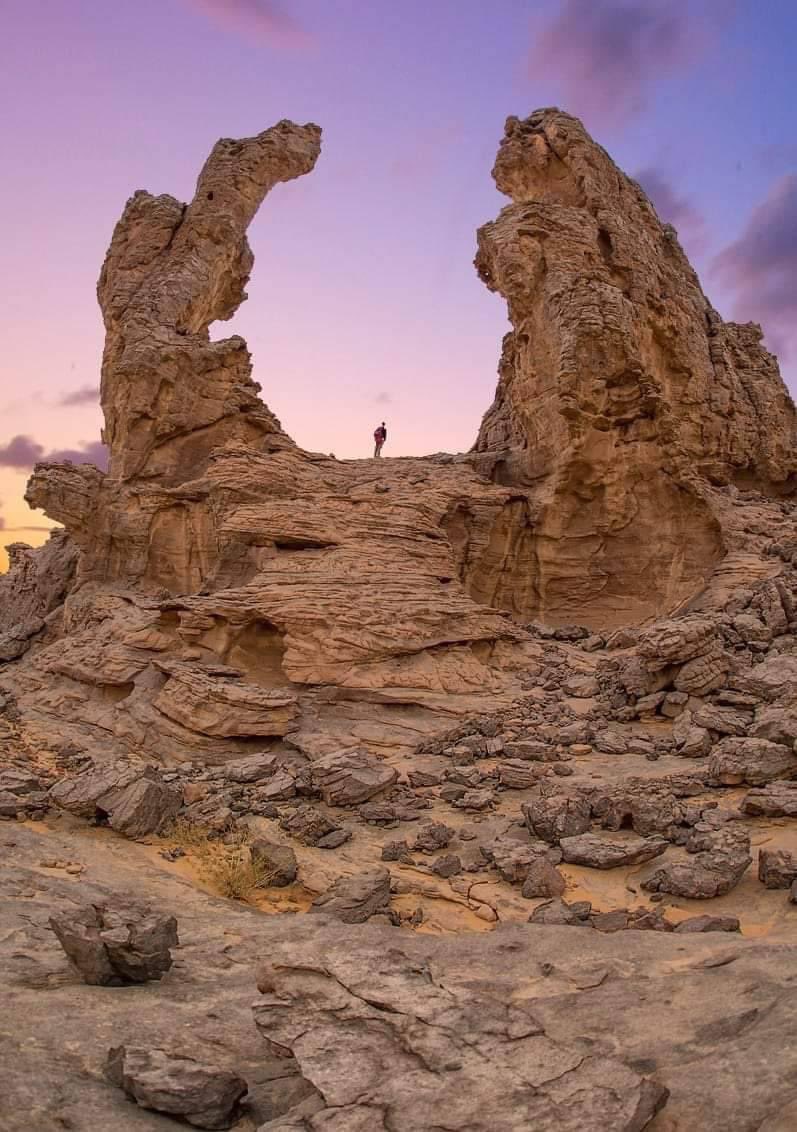 witchravenwood's tweet photo. A giant rocky gate called the “Horns of the Devil” in the stone city.  #Magadit #libya https://t.co/omnWsr5uVV