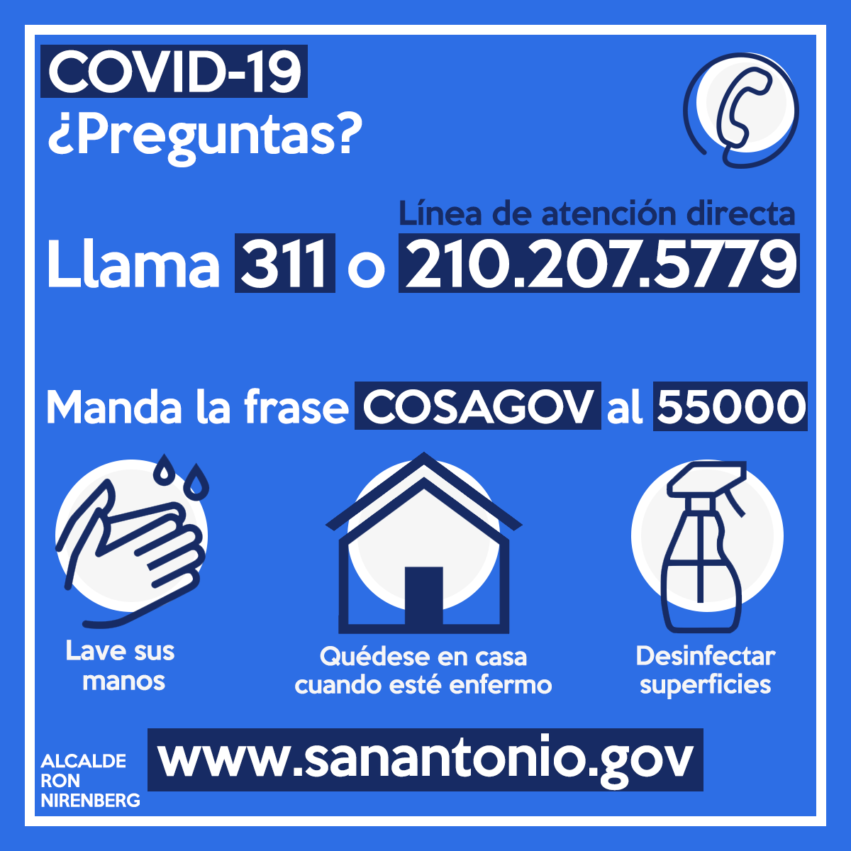 Ron_Nirenberg's tweet photo. COMMUNICATION PORTALS:

San Antonio COVID-19 website:
https://t.co/lMMSotGTnj

American Sign Language:
https://t.co/eSig34vyBx

COVID-19 Hotline: 210.207.5779

Text COSAGOV to 55000 for text alerts

Ready South Texas app:
https://t.co/TwU7uXMZJ4

7/8 https://t.co/33GeTQwqfJ