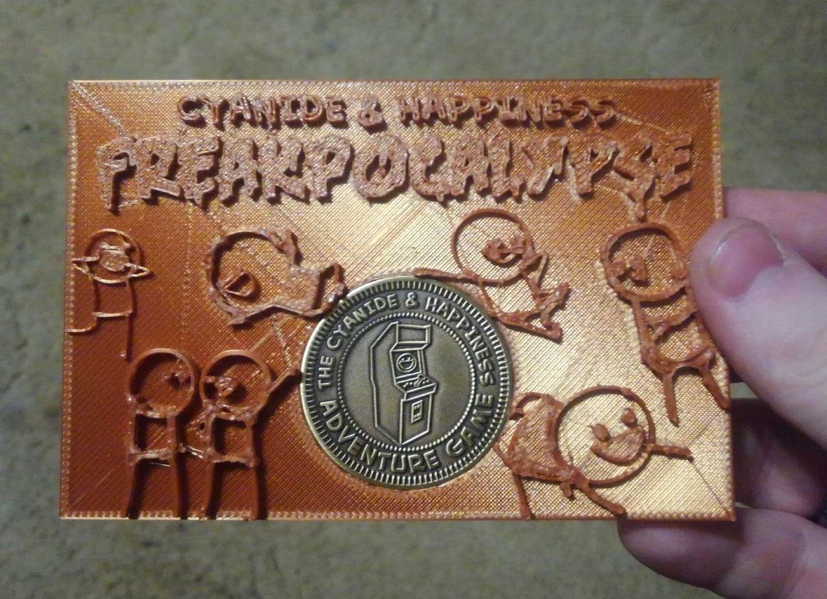 WashAutumnstar's tweet photo. @Explosm @freakpocalypse 
I got bored so I decided to make a 3d print plaque for my Freakpocalypse Coin (second photo is the model to see the details bit better) https://t.co/fB02r651Wf