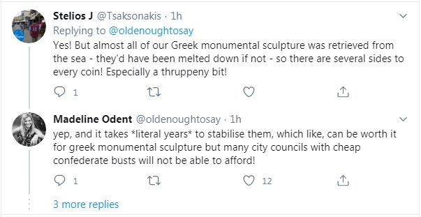 PelinoreGeryon's tweet photo. @Roystontown You should maybe take a look @ Madeline Odent's Twitter page, your museum manager appears to be very clearly inciting the criminal damage of monuments &amp; statues with detailed instructions on how to accomplish it. https://t.co/R0fjuTeXht