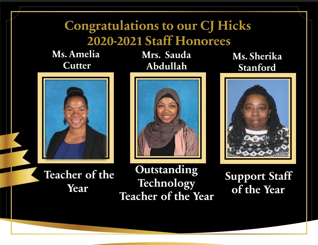 CJHicksElem's tweet photo. CJ Hicks 2020-2021 Staff Honorees were surprised with yard signs. They are appreciated and loved by CJ Hicks staff and students! @PrincipalCJHES https://t.co/x8QmTJFoar