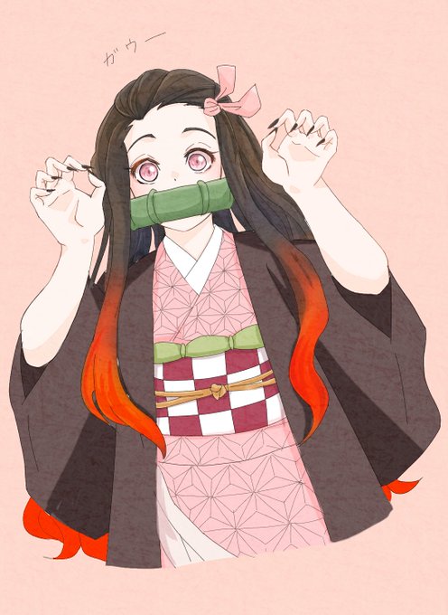 しえる໒꒱さんがTwitterに投稿した竈門禰豆子(鬼滅の刃)のイラスト。