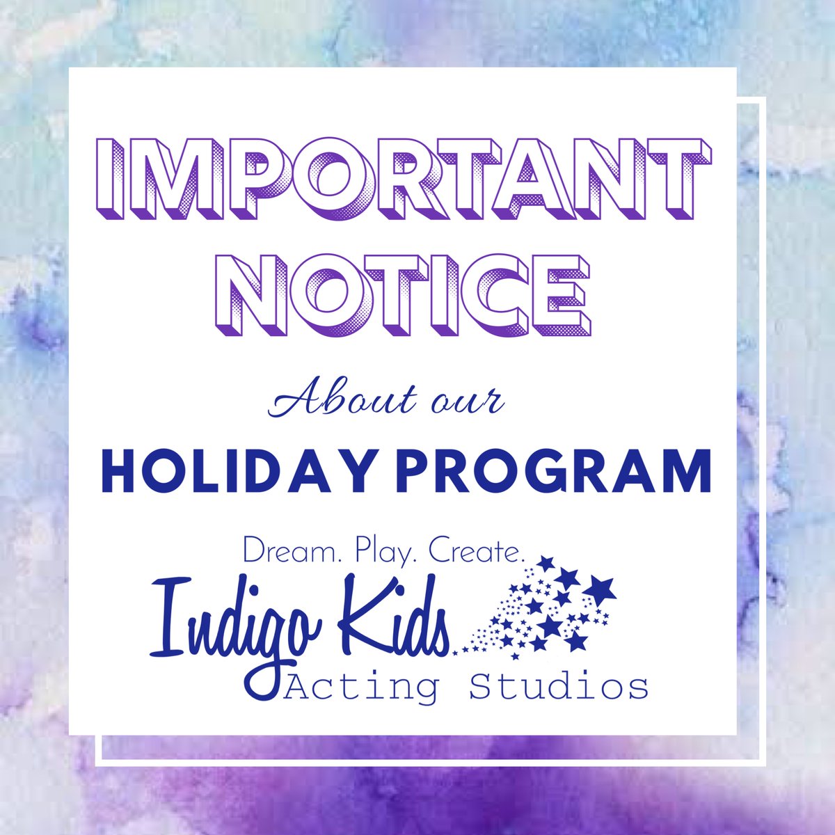 ActingIndigo's tweet photo. EXCITING NEWS!!!!!! 🥳

Our Holiday Camp which we unfortunately had to postpone earlier in the year is BACK ON! More info to come but make sure you keep the second week of the upcoming school holidays free. https://t.co/qdtsD54ZrK