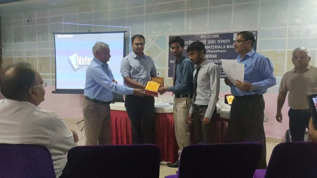 MeMitrc's tweet photo. Year In a Review: Memories of Session 2019-20
It was Day of Proud for ME Department. INDIAN INSTITUTE OF MATERIALS MANAGEMENT organizes a Seminar &amp; Our students Kartik Jain and Rakesh Kumar from Final Year won the Third Prize in Presentation. 
@mitrc_alwar @CellAlwar @BTUBikaner https://t.co/uqHaqVKNiH