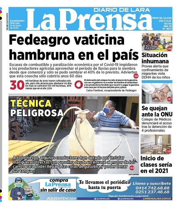 Primera Página La Prensa de Lara