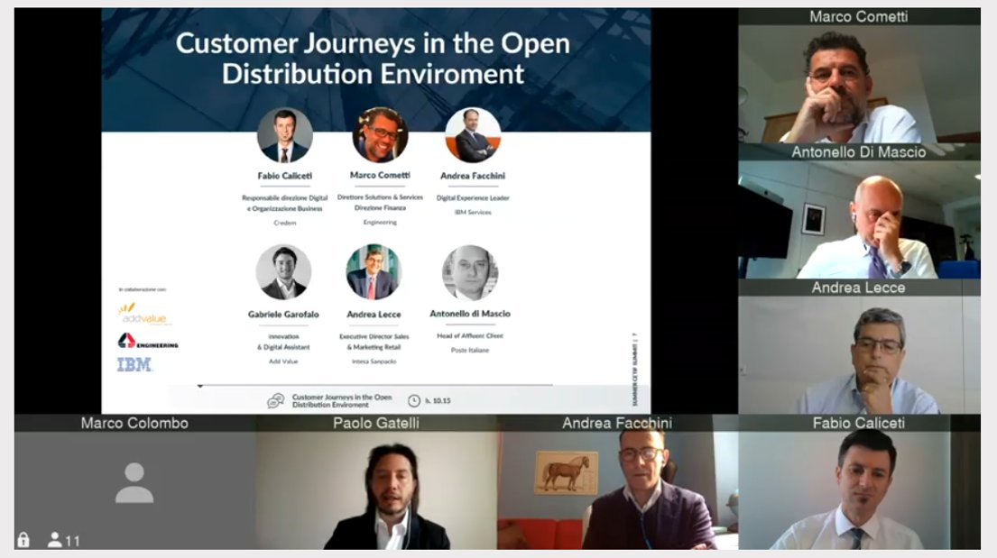 CeTIF1's tweet image. #CeTIFSummit “Customer Journeys in the #OpenDistribution Enviroment” – Andrea Lecce – @intesasanpaolo
&quot;Nella banca del futuro la tecnologia sarà cruciale ma non sufficiente, in quanto è fondamentale lo sviluppo di una relazione che abbia come base la condivisione di uno scopo”