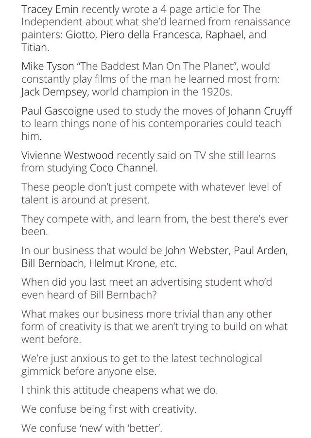 rshotton's tweet image. Most creative industries learn from their history - why doesn’t advertising? 

Great blog from @davetrott
 davetrott.co.uk/2008/07/style-…