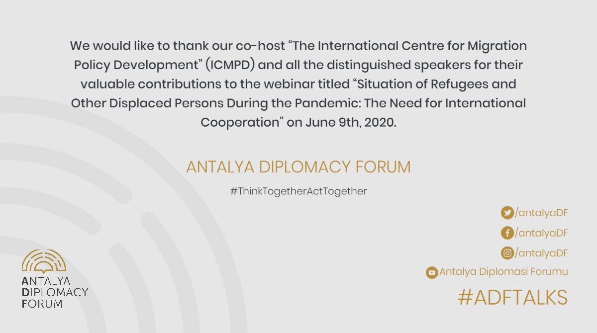 AntalyaDF's tweet photo. Davetimize katıldığınız için teşekkür ederiz.
.
Thank you for joining our invitation. @ICMPD #AntalyaDiplomacyForum #ADFtalks https://t.co/vZBheovE3X