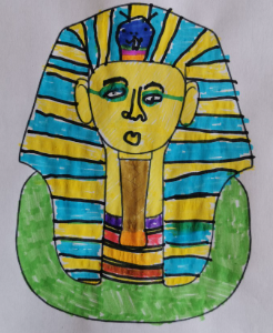 overleighY3's tweet photo. Ethan has designed an Ancient Egyptian Death Mask - send in your designs to share! Well done Ethan! https://t.co/VbWkPERotx