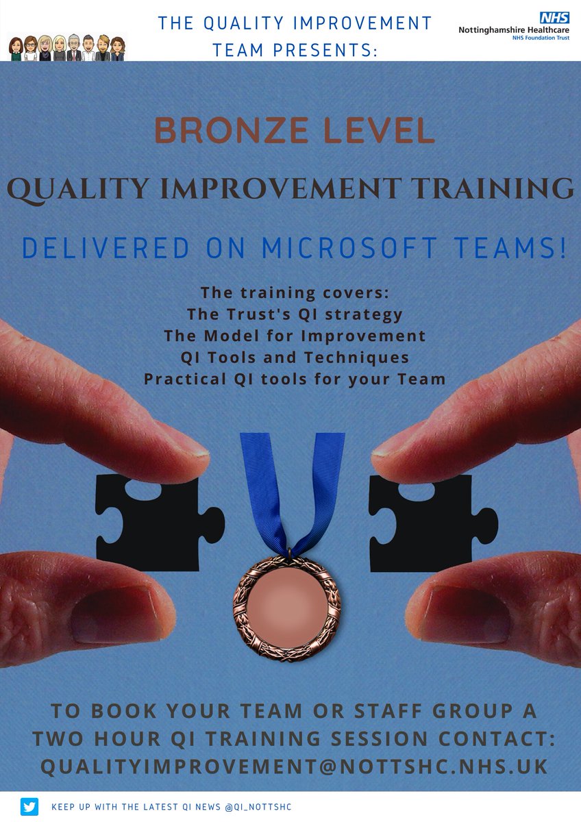 Get in touch to book your team in for Virtual QI Bronze Training!
qualityimprovement@nottshc.nhs.uk
#QI #QualityImprovement #QIBronze #QITraining
