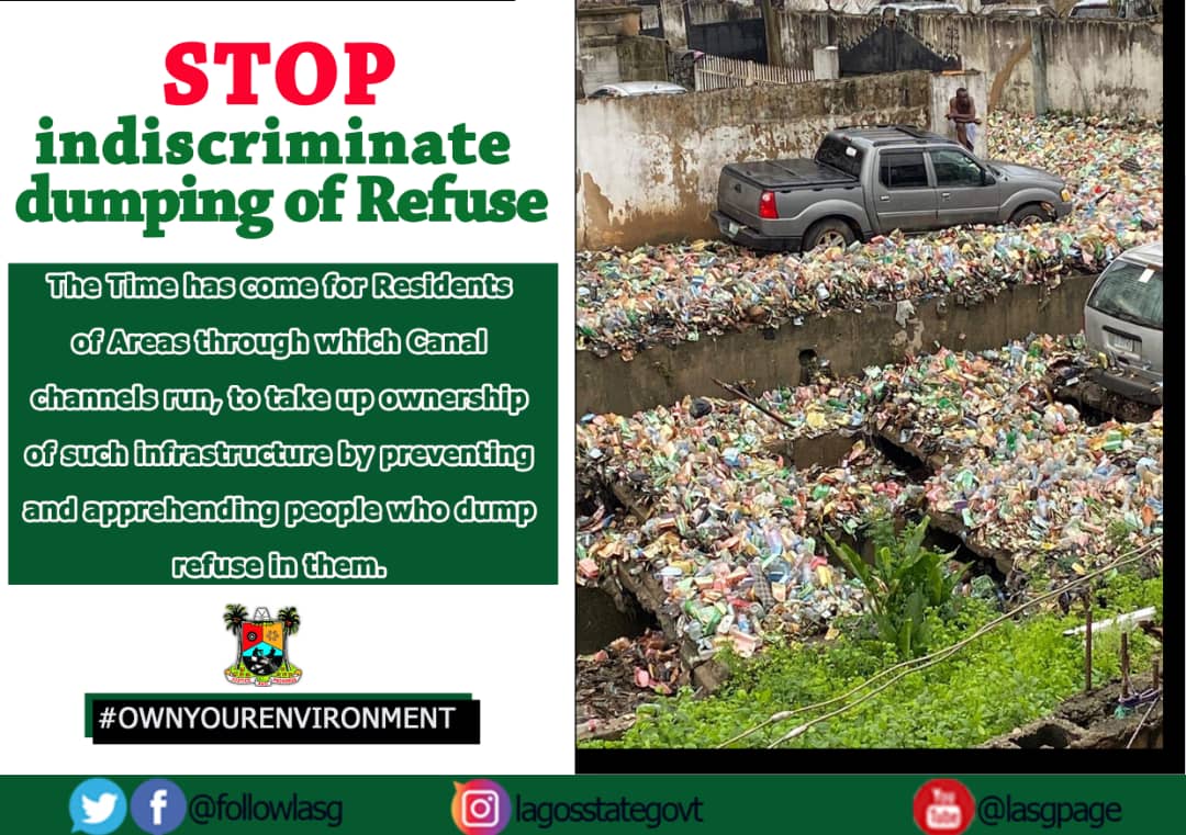 followlasg's tweet photo. Own Your Environment
#OwnYourEnvironment #StopIndiscriminateDumpingofRefuse 
#LASG #ForAGreaterLagos https://t.co/OXhub03e8t