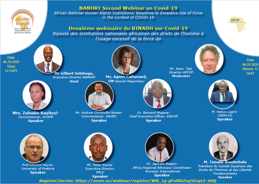 NANHRI40's tweet photo. OPEN TO THE PUBLIC:
You hare invited to today's @NANHRI40 &amp; @APCOF Webinar on Use of Excessive Force in the Context of #COVID19 Covid-19. We shall also stream live the webinar on our Facebook and YouTube Channel, NANHRI TV. Register: https://t.co/MAITrruLoM https://t.co/qUh1FtiY3W