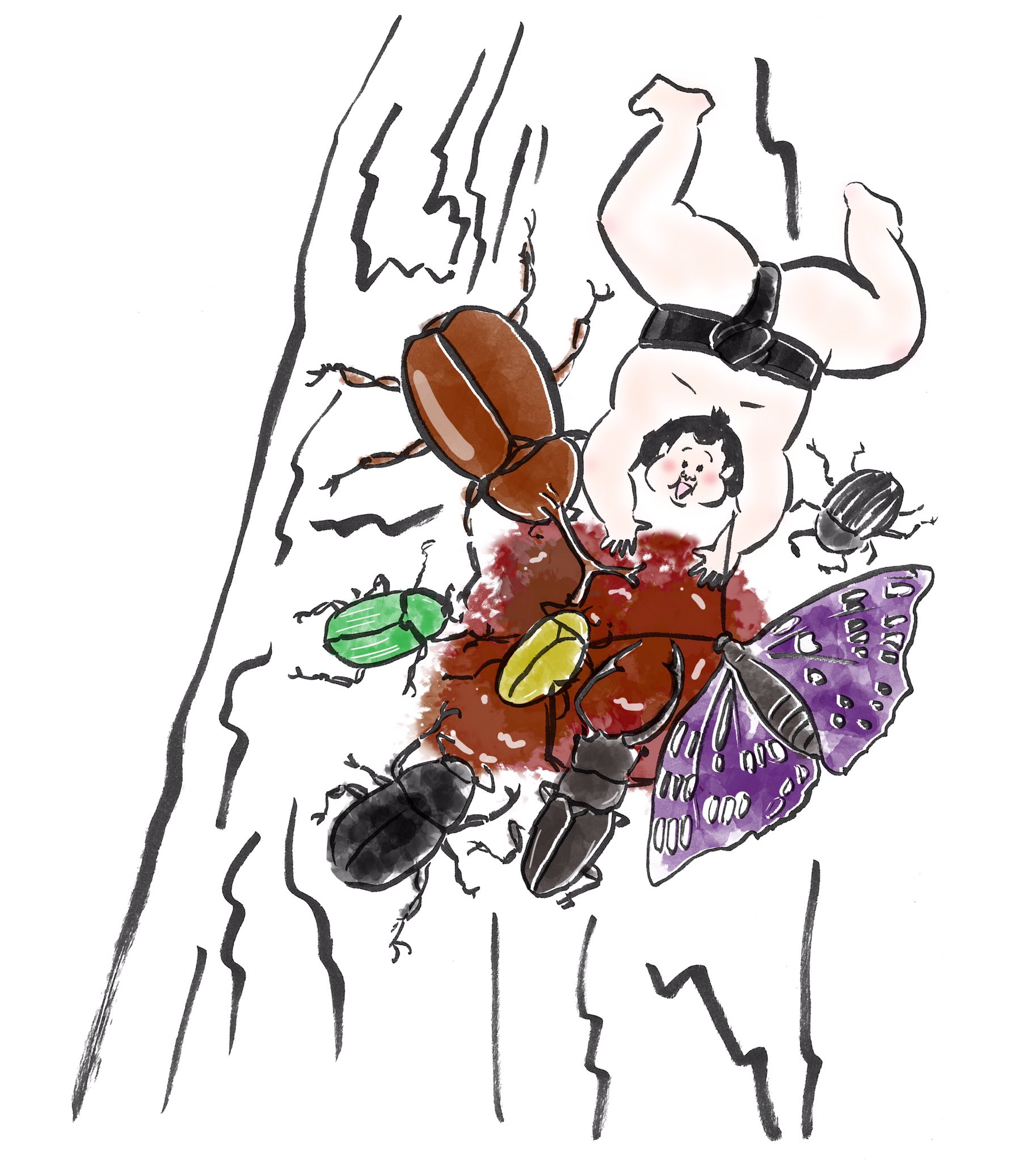 イラストレーターの山中まこ 力士百景vol 99 樹液に集まる力士 ごぶさた イラスト イラストレーター 力士 相撲 Sumowrestling 力士百景 力士イラスト Painting おすもうさん すもう Sumo Rikishi 樹液に集まる虫 力士が イラストレーターの山中まこ 力士百景vol 99 樹液に集まる力士 ごぶさた イラスト イラストレーター 力士 相撲 Sumowrestling 力士百景 力士イラスト Painting おすもうさん すもう Sumo Rikishi 樹液に集まる虫 力士が