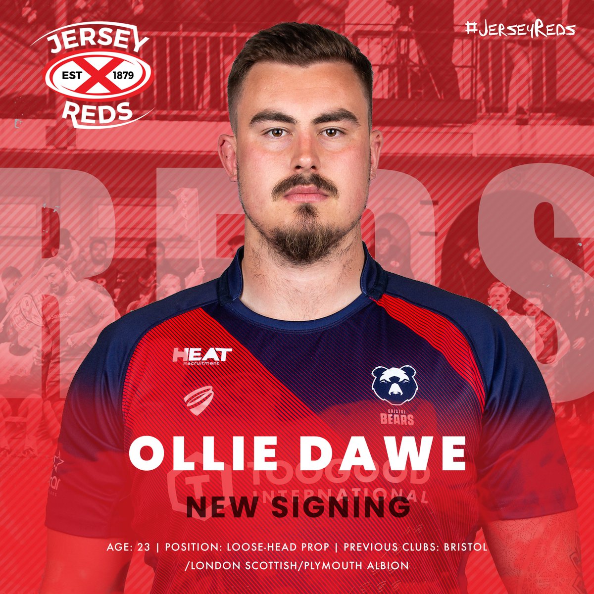 JerseyRedsRugby's tweet photo. Confirmation of four new signings for the Reds, announced today. We've started with the front row, more players to follow over the next 3 days. All the details: https://t.co/vlgt04OYuc 🇯🇪👍 https://t.co/y4b6qcxNNX