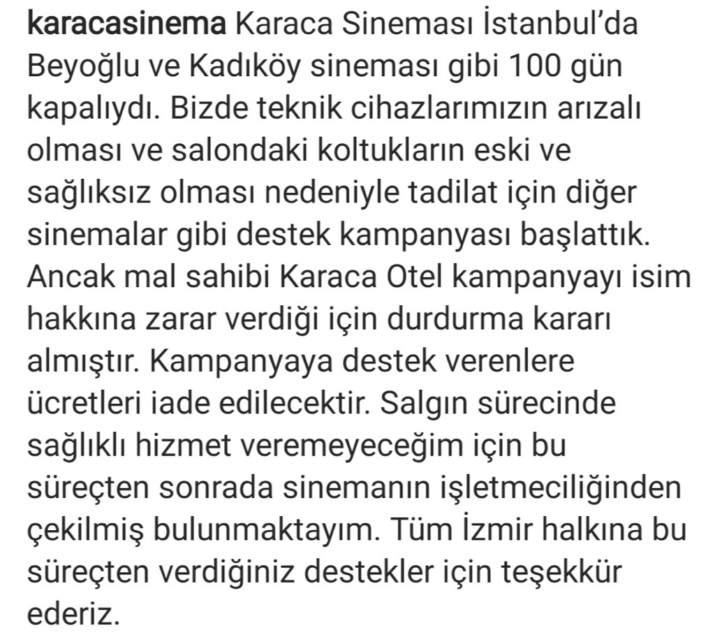 #KaracaSinemasıKapanmasın