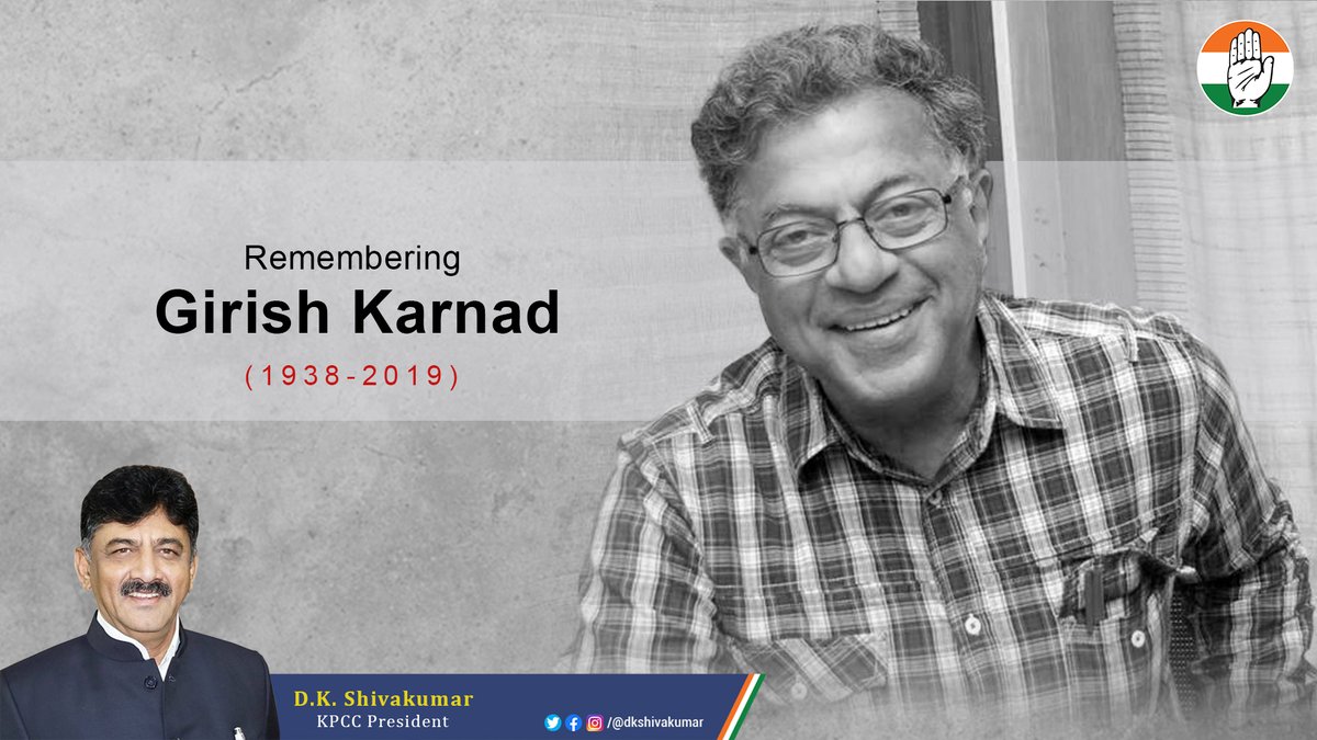 Tribute to Indian actor, writer, director & Jnanapetha awardee #GirishKarnad Karnad on his first death anniversary. His contemporary works on mythology, social issues and other contributions to Kannada literature are exceptional. 

He lives on in our hearts forever!