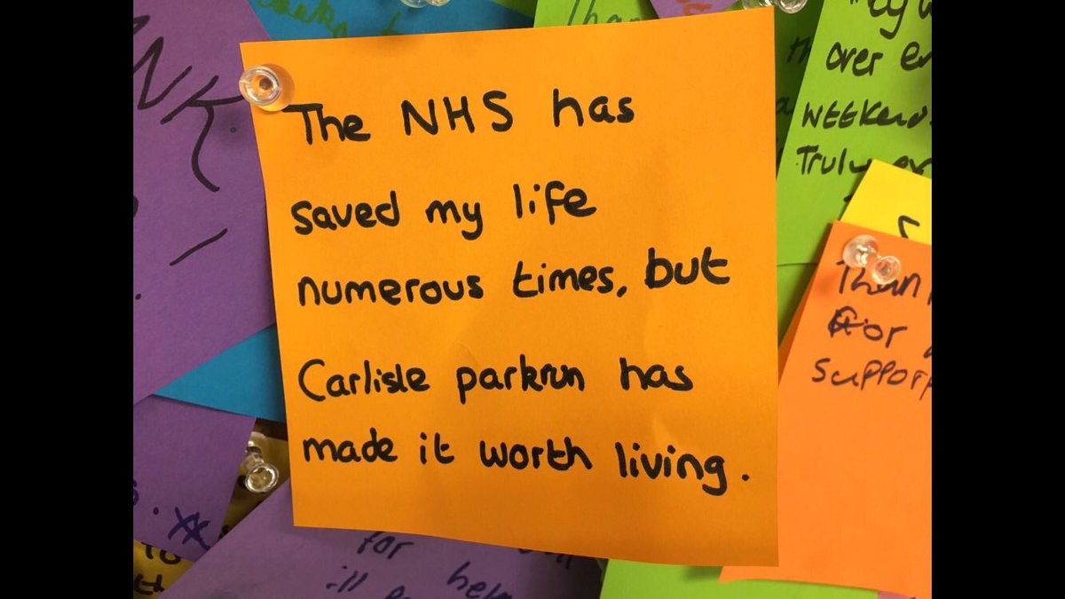 Two years ago we were celebrating the <a href="/NHSuk/">NHS</a> 70th birthday alongside hundreds of other parkruns..... a truly amazing morning! We will never forget this post it note...it reminds us of the power of a weekly free 5k run or walk round a park! #loveparkrun <a href="/parkrunUK/">parkrun UK</a> <a href="/parkrun/">parkrun 🌳</a>