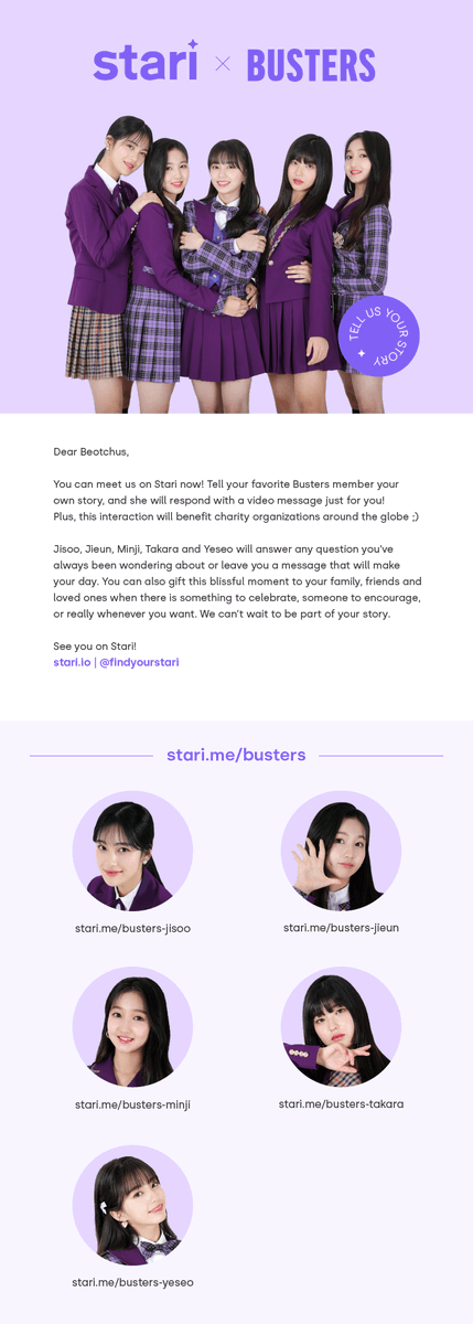 Busters_idol's tweet photo. [🎉] stari x BUSTERS

▶ 1:1 Video message

@findyourstari

#Busters #Stari
#버스터즈 #스타리 https://t.co/hyXuYWwqxN