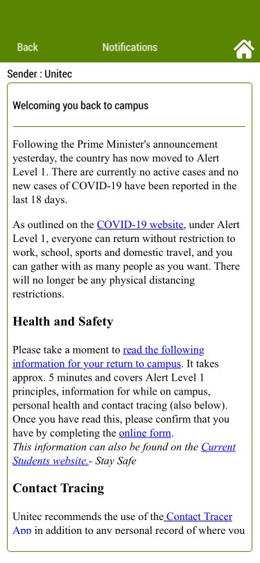 ganucn's tweet photo. New Zealand campuses opening. Push message as seen on ⁦@iCentapp⁩ from ⁦@intlunitecnz⁩ https://t.co/EWmmVFQ2Kg