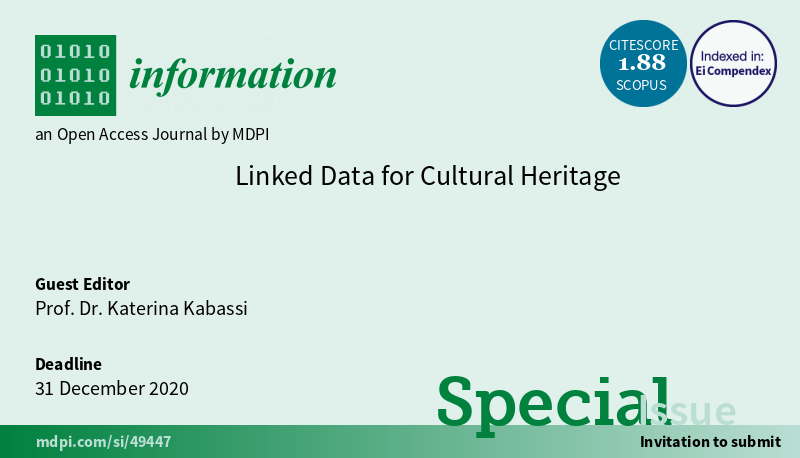 InformationMDPI's tweet photo. New announcement: Special Issue "Linked Data for Cultural Heritage" is online now, welcome to read and submit: https://t.co/ekkoi02xaA
#LinkedOpenData
#SocialMediaAnalytics
#CulturalInformatics
#EvaluationofCulturalSoftware
#SemanticWebandCulturalData
@InformationMDPI https://t.co/5i7MaZupSv