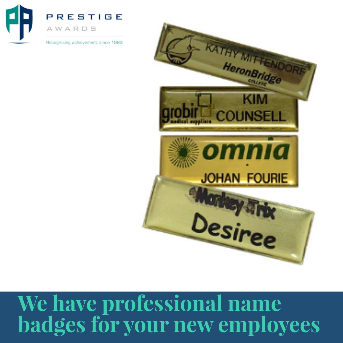 Are you looking for quality name badges for your new employees?
Visit our website and view our range today:  prestigeawards.co.za/search?x=0&y=0…

#Quality #Professional #Name #Badges