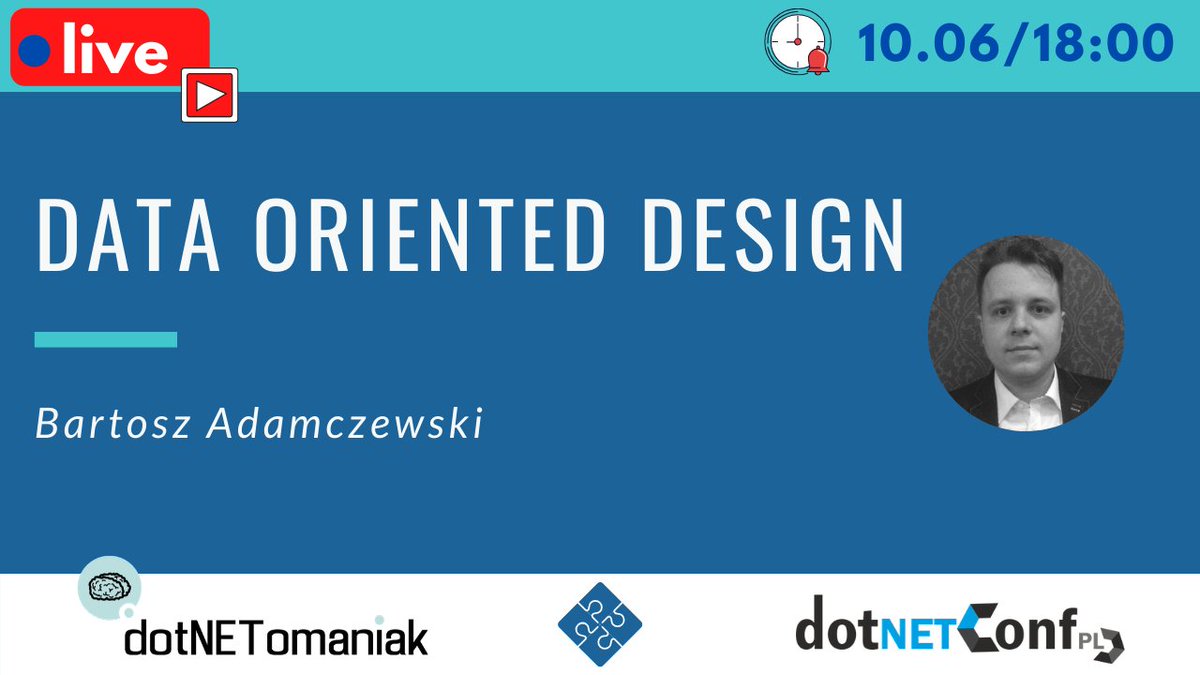 dotNetConfPL's tweet photo. O godz. 18:00 spotykamy się online na prelekcji @badamczewski01 na temat "Data Oriented Design". Będzie Q&amp;A - zachęcamy do przygotowania i zadawania pytań!

🔴 https://t.co/vw6yeLqBXT

Zapraszamy razem z @dotnetomaniak 👋 https://t.co/1ZlWe0ML17