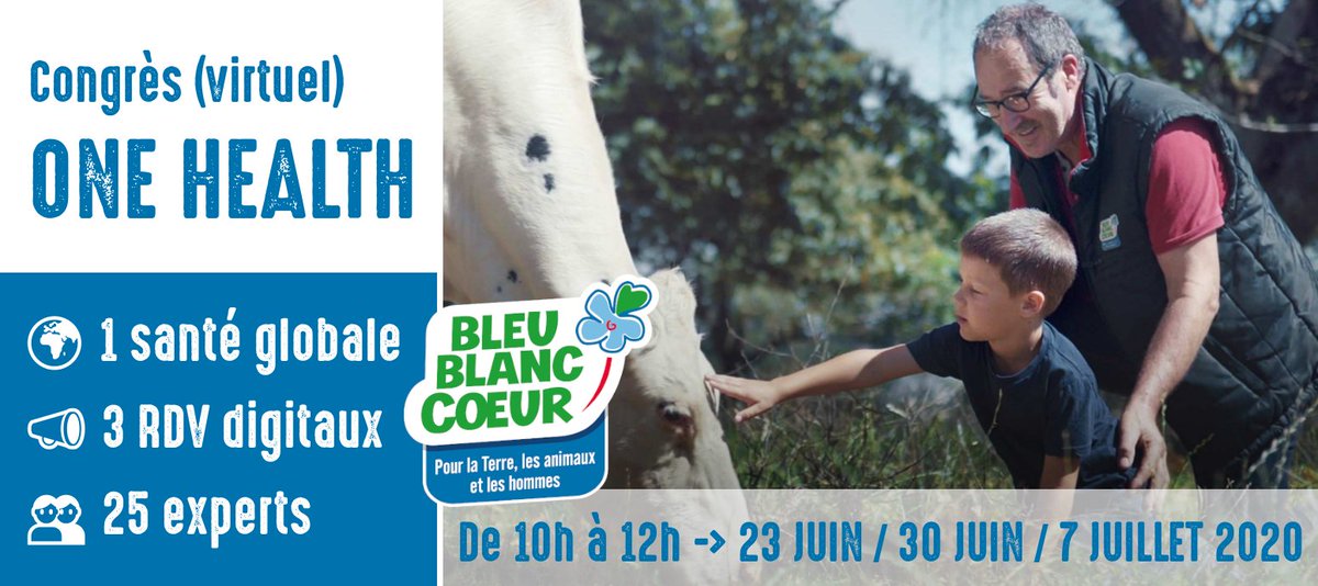 🐮🌱👩Congrès #OneHealth organisé avec <a href="/BleuBlancCoeur/">Bleu-Blanc-Coeur</a> et <a href="/Valorex_/">Valorex</a>
> 3 RDV en ligne (10-12h) :
▶️23 juin > #santé de la Terre / Homme / Planète
▶️30 juin > santé des #Plantes / Animaux / Hommes
▶️7 juillet > santé des Hommes / #Climat / Chaîne alimentaire
url.inrae.fr/2MGybvp