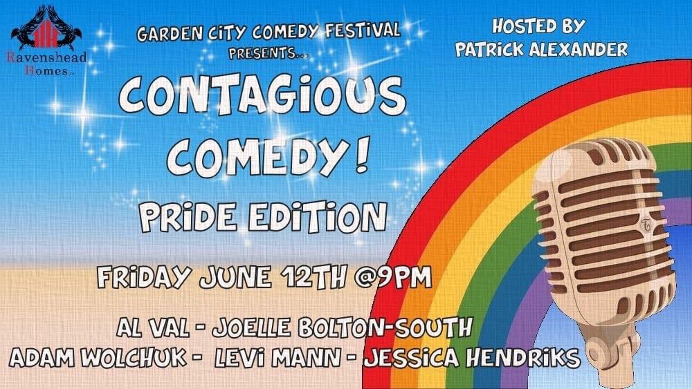 PAlexhaha79's tweet photo. This Friday! Show your Pride and laugh along with a lineup of AH mazing LGBTQ+ comedians, hosted by yours truly! Contagious Comedy is gonna be ConGAYgious Comedy! (That sounded better in my head). #patrickalexander #gardencitycomedyfestival #PRIDE2020 https://t.co/M0A4HzJAfV